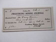 1915 Frostburg Mining Journal subscription receipt invoice Frostburg, MD picture
