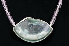 Roman Glass Silver 925 Pendent Abstract Ancient Fragment 200 B.C Pink Amethyst picture