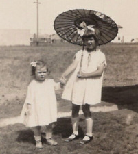 4N Photograph Girls Sisters Parasol Umbrella Portrait 1927 picture