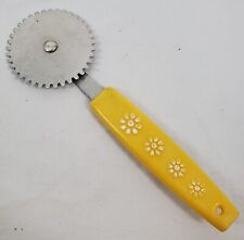 VINTAGE ~ TRAVCO - Dough Perforator Yellow Floral Design Plastic Handle - Taiwan picture