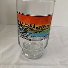 Vintage 80's SIX FLAGS AUTOWORLD 7 Inch Tall Large Glass FLINT MICHIGAN picture