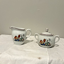Bavaria Germany Garden Elf Cream And Sugar Set with Flowers and Lady Bug picture