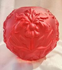 Antique Victorian Regal Iris  Red Satin Glass GWTW Oil Lamp BANQUET Ball Shade picture