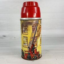 Vintage 1950's Holtemp Metal Thermos Polly Redtop Firefighter Fire Man Truck picture
