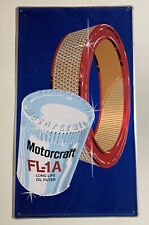 LARGE FORD MOTORCRAFT FL1A OIL FILTER STOUT-LITE SIGN 30” x 17” - STUNNING BLUE picture