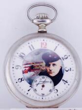 WWI German Army Pocket Watch Junghans Silvered  Military Pilot's Ace Award c1916 picture