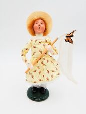 Byers' Choice Carolers Victorian Girl Bonnet Butterfly Net 2008 Signed Spring picture