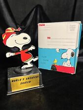 Vintage 1958, 1965 Aviva SNOOPY Worlds Greatest Skater, Collectible Trophy w/BOX picture