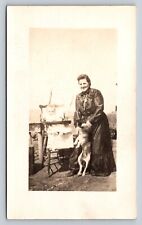 c1912 RPPC Baby in Chair by Lady DOG Jumps RARE ANTIQUE Postcard 1422 picture