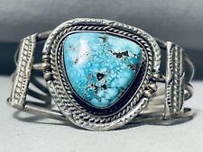 ONE OF THE FINEST VINTAGE NAVAJO NEVADA TURQUOISE STERLING SILVER BRACELET picture