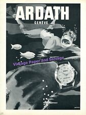 Ardath Waterproof Watch Advert Under Water Swimming Vintage 1957 Swiss Print Ad picture