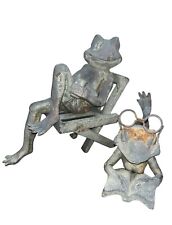 Vintage Cast Iron Metal Frogs-  Garden picture