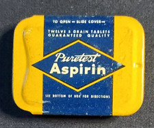 Old Empty Advertising Medicine Tin Puretest Aspirin Rexall United Drug Co Boston picture