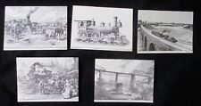 Train Scene Postcards Lot of 5 J. Whitney Harpers Monthly Farney Warren 1862-85 picture