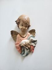 Vintage Simonelli Signed Angel Cherub with Lamb Figural Wall Plaque  picture