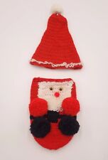Vintage Santa Claus Handmade Crochet Wine Bottle Cover 80s 90s Christmas Party  picture