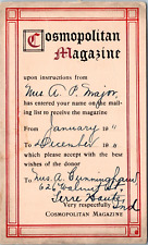 1911 Cosmopolitan Magazine Postal Card - Subscription Notice picture