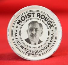 Vintage 1930's Max Factor Moist Rouge in Tiny Metal Tin Can Movie Make-Up Makeup picture
