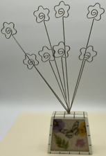 Vintage Plastic & Metal Wire Photo Note Holder Butterflies & Flowers Resin  picture