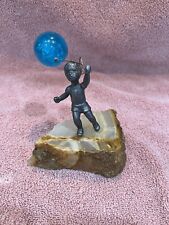 Vintage MARVIN WERNICK LITTLE BOY with BALLOON ONYX AGATE SCULPTURE picture