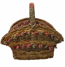 Colorful Vintage Wicker Gathering Basket Large Size picture