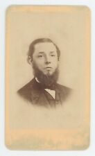 Antique CDV Circa 1870s Stern Older Man With Chin Beard in Suit Bridgeport, CT picture