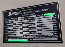 Boydstun Truck Trailer Data Plate Aluminum Engraved picture