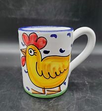 Vintage Whimsical Deruta Ceramic Coffee Mug Cup Chicken Rooster Italy Pottery  picture