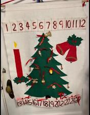 Vtg felt hanging advent calendar sequins Christmas tree 24 days of toys bells picture