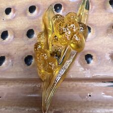 Daum Crystal Grapes Knife Rest Amber Color 4”signed picture
