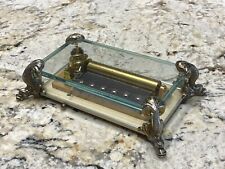 Vintage Reuge Glass Music Box 3/72 w Dolphin Legs ~ Made in Switzerland picture