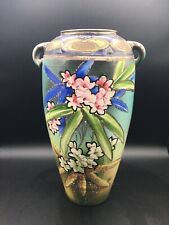 Huge Vtg NIPPON Vase Japanese Hand Painted Plumeria Floral Gilt Handled picture
