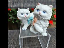 Vintage Homco Set of 2 Collectible White Persian Kittens/Cats Figurine Wearing  picture