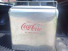 Vintage ~ Embossed Coca Cola Stainless Steel Cooler Chest /W Bottle Opener picture