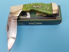 Frost Cutlery Choctaw Pocket Knife Lockback Green Bone Handle Lucky Irish Celtic picture