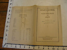 1943 HOME CANNING of Vegetables-Fruits and Meats, mass state college extension  picture
