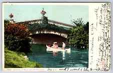 Canoeing Belle Isle Detroit Michigan c1906 Printed Postcard picture