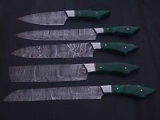 5 PCS HAND MADE DAMASCUS STEEL CHEF KNIFE SET RESIN HANDLE W/SHEATH A111 picture