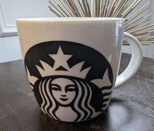 2017 Starbucks Coffee White Mug w/ Classic Black Mermaid Siren Logo, 14 oz Cup picture