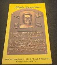 BILLY HERMAN SIGNED MLB HOF PLAQUE POSTCARD CUBS DODGERS 1975 W/COA+PROOF  picture
