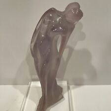 Vintage Lucite Embracing Woman And Man Statue, Frosted Acrylic Nudes Figures 12” picture