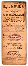 RARE 1888 D.L.&W.R.R. RAILROAD BINGHAMTON, NY, NY MEMORANDUM WAY-BILL picture