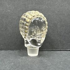 ANTIQUE HATTIE CARNEGIE 1928 GLASS HEAD GOLD ACCENTS PERFUME BOTTLE STOPPER VTG picture