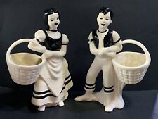 Vintage RARE 1952 HAEGER Boy & Girl Figures w/Baskets Planters #1253 & 1254 W@W picture