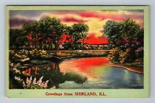 Shirland IL-Illinois, Scenic Greetings Sunset Vintage Souvenir Postcard picture