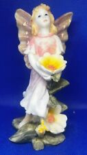 Vintage Flower Fairy Angel Glitter Figurine picture