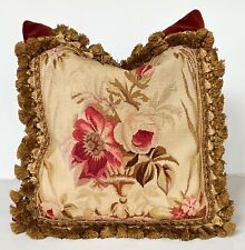 Antique 19th Century French Aubusson Tapestry Pillow With Down Insert picture