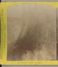 Storm on Lake Michigan Chicage Illinois Gates Stereoview picture