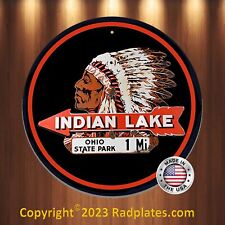 Indian Lake Ohio State Park Vintage   Replica Aluminum Round Metal Sign 12