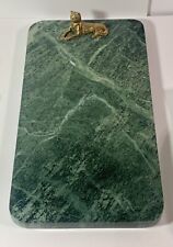 Vintage Mid Century ARTHUR COURT BRASS CHEETAH & GREEN MARBLE Cheese Board picture